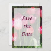 Roze tulpen in de tuin Save the Date (Achterkant)