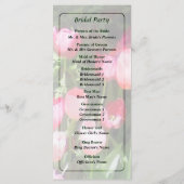 Roze tulpen in het programma voor het huwelijk in  programmakaart (Achterkant)