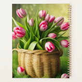 Roze tulpen in landelijke mand planner (Achterkant)