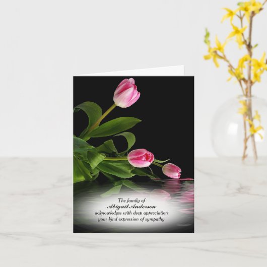 Roze Tulpen in Water Sympathie Dank u kaart (Gele Bloem)