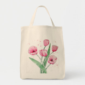 Roze Tulpen in Waterverven Tote Bag