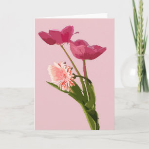Roze tulpen in Wenskaart voor digitale kunst Kaart