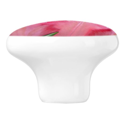 Roze tulpen keramische knop (Zijkant)