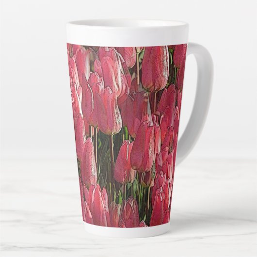  roze tulpen latte mok (Rechterhoek)