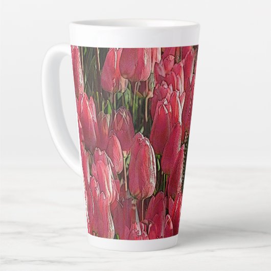  roze tulpen latte mok (Linkerhoek)