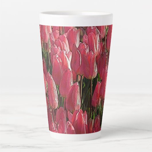  roze tulpen latte mok (Voorkant)