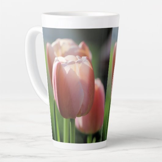Roze tulpen latte mok (Linkerhoek)