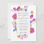 Roze Tulpen Lente Bloemen Bruiloft Kaart (Voorkant)