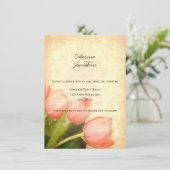 Roze tulpen lente bruiloft receptie kaart (Staand voorkant)