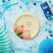 Roze tulpen lente bruiloft receptie papieren bordje (Feest)