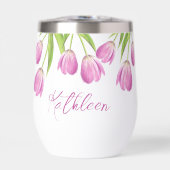 Roze Tulpen Lente Elegante Floral Chic Script Naam (Voorkant)