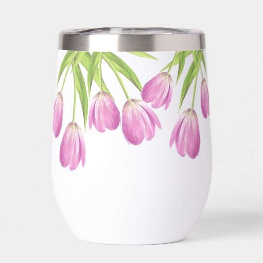 Roze Tulpen Lente Elegante Floral Chic Script Naam (Achterkant)