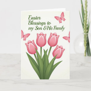 Roze tulpen lente gezinskaart kaart