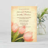 Roze tulpen lente trouwuitnodiging kaart (Staand voorkant)