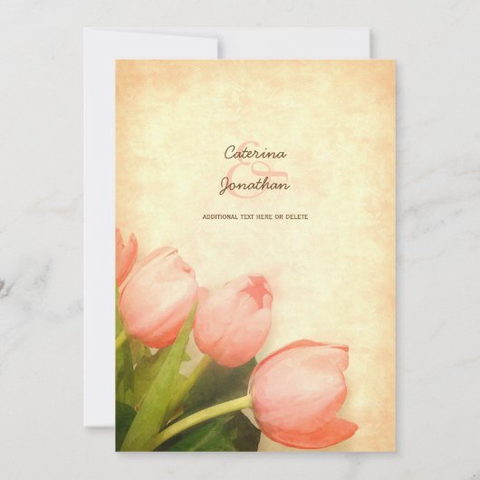 Roze tulpen lente trouwuitnodiging kaart (Achterkant)