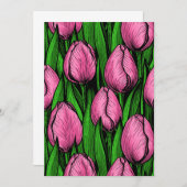 Roze tulpen met groene bladeren (Voorkant / Achterkant)