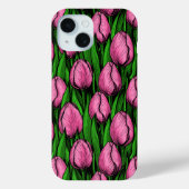 Roze tulpen met groene bladeren Case-Mate iPhone case (Achterkant)