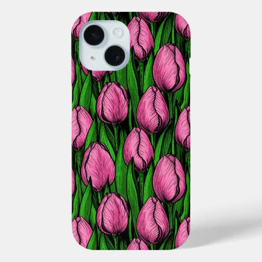 Roze tulpen met groene bladeren Case-Mate iPhone case (Achterkant)