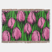 Roze tulpen met groene bladeren deken (Voorkant)