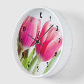 Roze tulpen met groene bladeren Foto (Hoek)