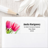 Roze Tulpen met Groene Bladeren Foto Adres Etiket (Insitu)