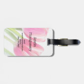 Roze tulpen met groene bladeren Foto Bagagelabel (Achterkant horizontaal)