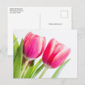 Roze tulpen met groene bladeren Foto Briefkaart (Voorkant / Achterkant)