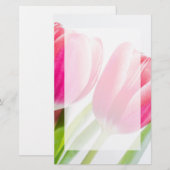 Roze tulpen met groene bladeren Foto Briefpapier (Voorkant / Achterkant)