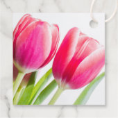 Roze Tulpen Met Groene Bladeren Foto Dank U Bedankjes Labels (Achterkant)