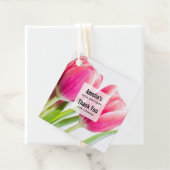 Roze Tulpen Met Groene Bladeren Foto Dank U Bedankjes Labels (In situ)