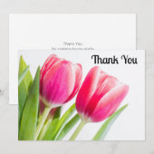 Roze Tulpen Met Groene Bladeren Foto Dank U Bedankkaart (Voorkant / Achterkant)
