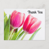Roze Tulpen Met Groene Bladeren Foto Dank U Briefkaart (Voorkant)