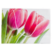 Roze tulpen met groene bladeren Foto Groot Cadeauzakje (Achterkant)