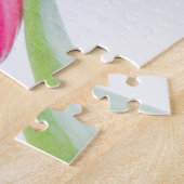 Roze tulpen met groene bladeren Foto Legpuzzel (Zijkant)