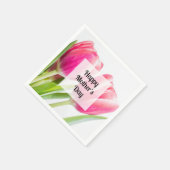 Roze tulpen met groene bladeren Foto Moederdag Servet (Hoek)