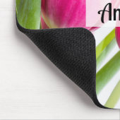 Roze tulpen met groene bladeren Foto Muismat (Hoek)