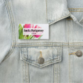 Roze tulpen met groene bladeren Foto Naamplaatje (In situ)