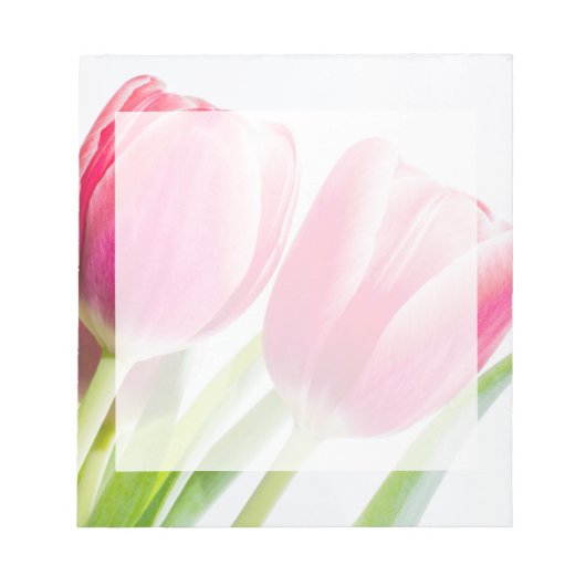 Roze tulpen met groene bladeren Foto Notitieblok (Voorkant)