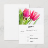 Roze tulpen met groene bladeren Foto RSVP Kaartje (Voorkant / Achterkant)