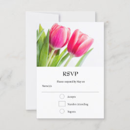 Roze tulpen met groene bladeren Foto RSVP Kaartje