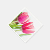 Roze tulpen met groene bladeren Foto Servet (Hoek)