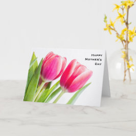 Roze Tulpen met Groene Bladeren Foto Verjaardag Kaart