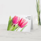 Roze Tulpen met Groene Bladeren Foto Verjaardag Kaart (Voorkant)