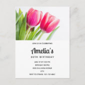 Roze Tulpen met Groene Bladeren Foto Verjaardag Uitnodiging Briefkaart (Voorkant)