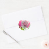 Roze Tulpen met Groene Bladeren - Kaarsenhandel Ronde Sticker (Envelop)