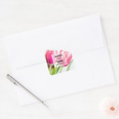 Roze Tulpen met Groene Bladeren - Kaarsenhandel Vierkante Sticker (Envelop)