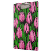 Roze tulpen met groene bladeren klembord (Links)