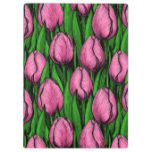 Roze tulpen met groene bladeren klembord (Achterkant)