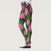 Roze tulpen met groene bladeren leggings (Links)