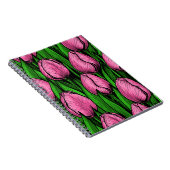 Roze tulpen met groene bladeren notitieboek (Rechterzijde)